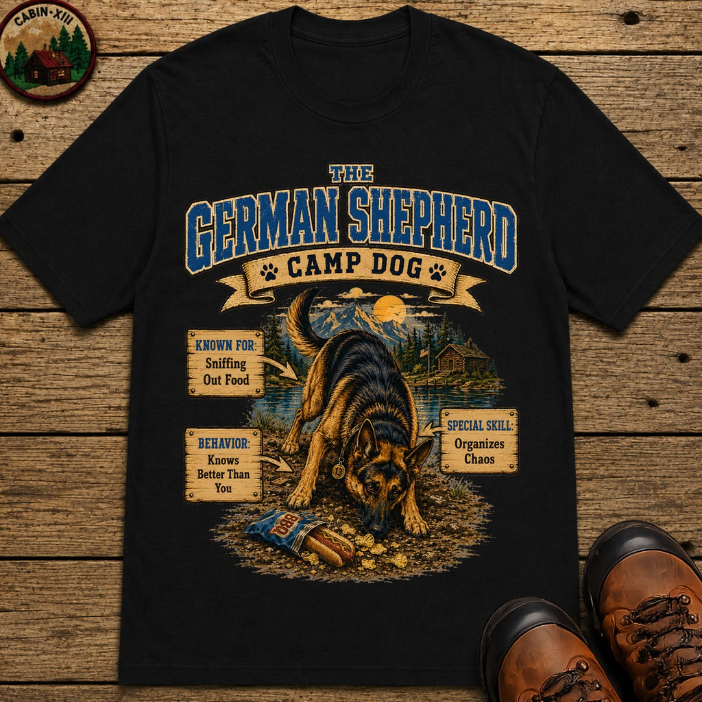 German Shepherd Camp Dog - Knows Better Than You Tee - Black