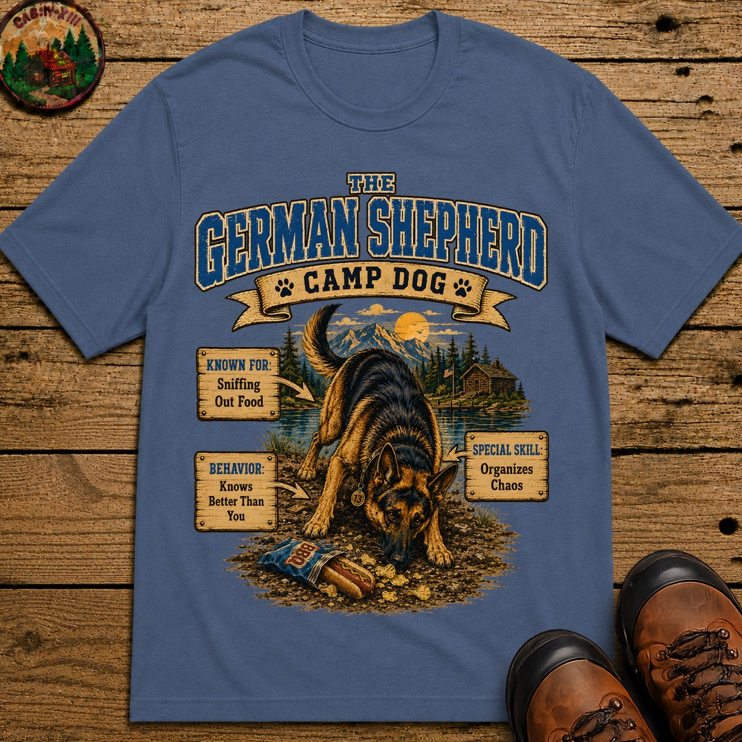 German Shepherd Camp Dog - Knows Better Than You Tee - Blue Jean