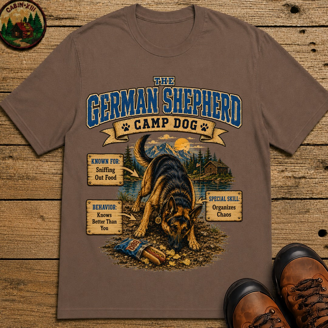 German Shepherd Camp Dog - Knows Better Than You Tee - Espresso