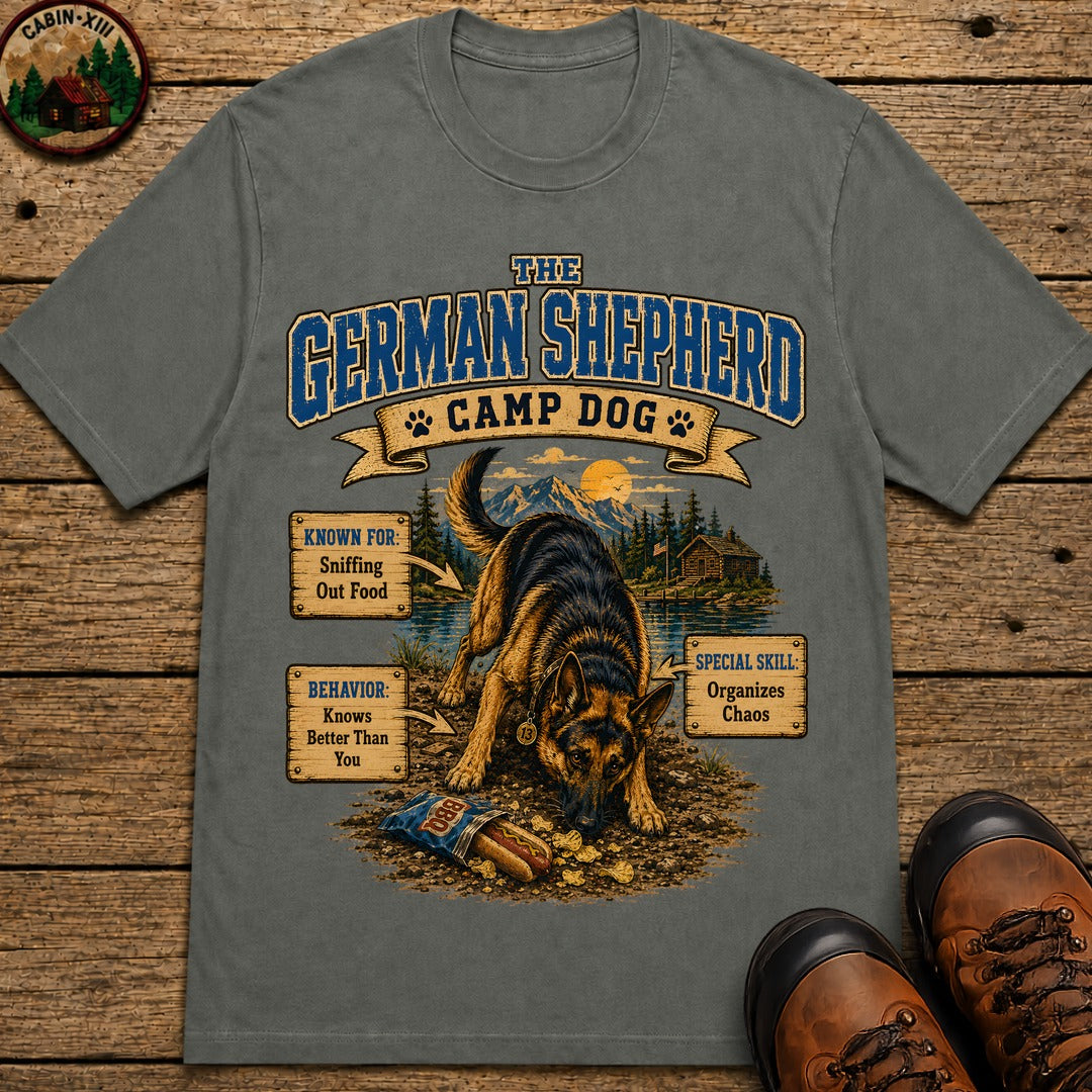 German Shepherd Camp Dog - Knows Better Than You Tee - Pepper