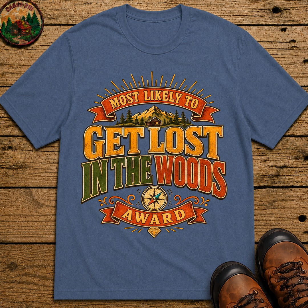 Get Lost In The Woods (Modern) T Shirt - Blue Jean