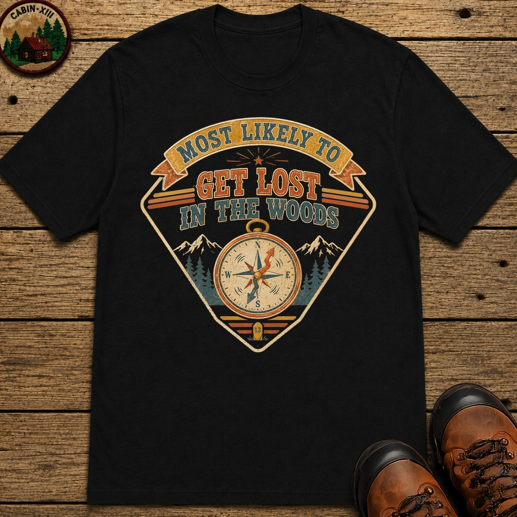 Get Lost In The Woods (Retro) T Shirt - Black