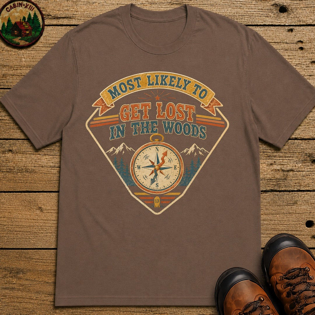 Get Lost In The Woods (Retro) T Shirt - Espresso