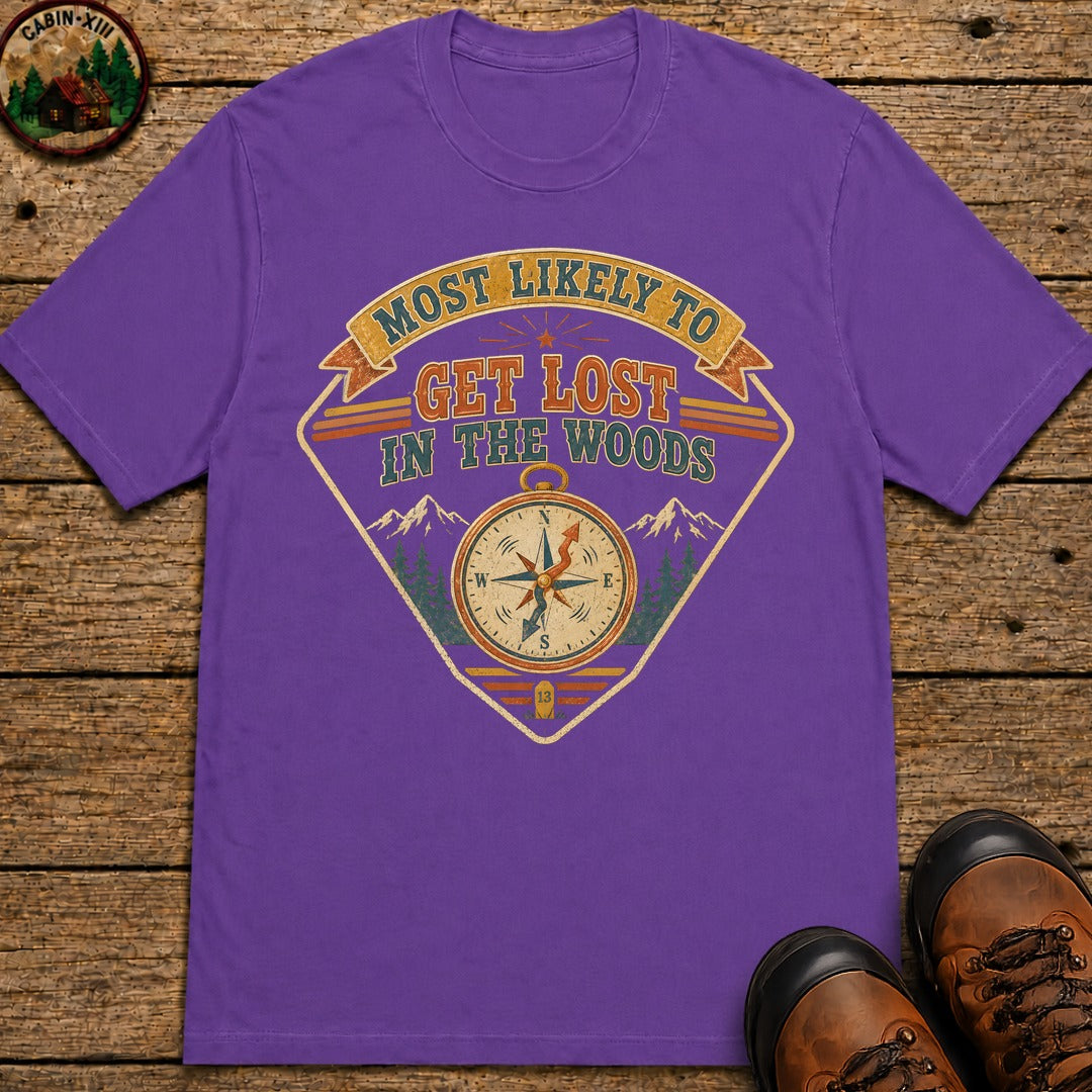 Get Lost In The Woods (Retro) T Shirt - Grape