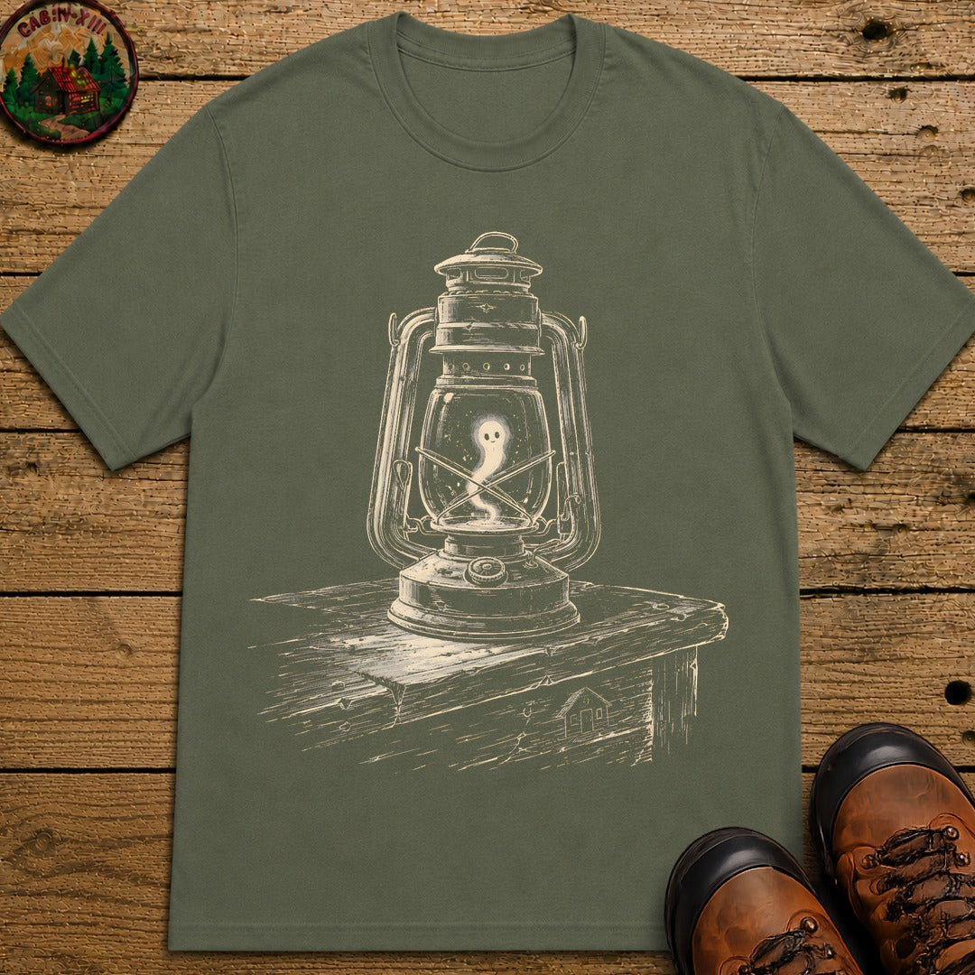 Ghost Lantern Sketch T Shirt - Moss