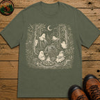 Ghosts Around The Campfire Sketch T Shirt - Moss