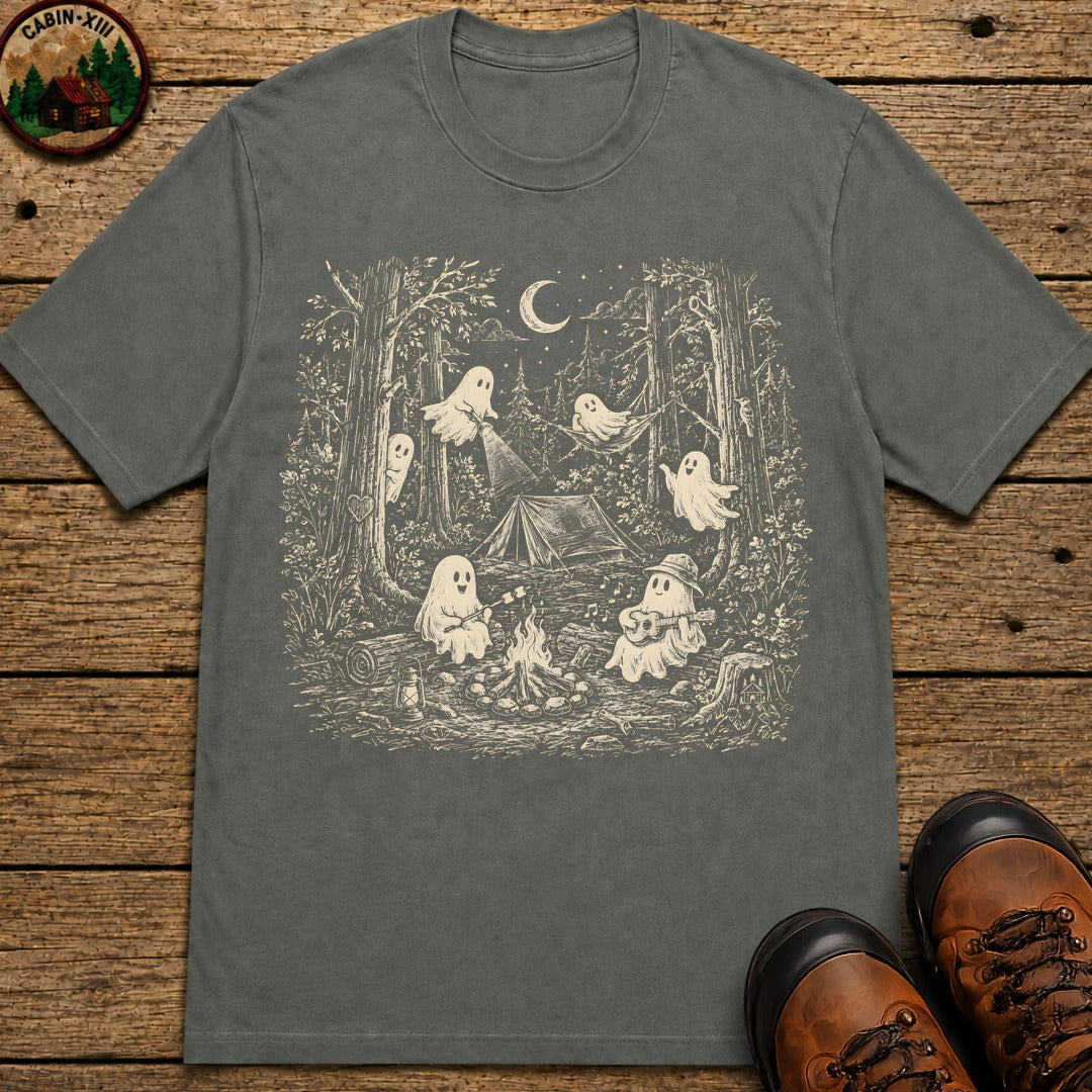 Ghosts Around The Campfire Sketch T Shirt - Pepper