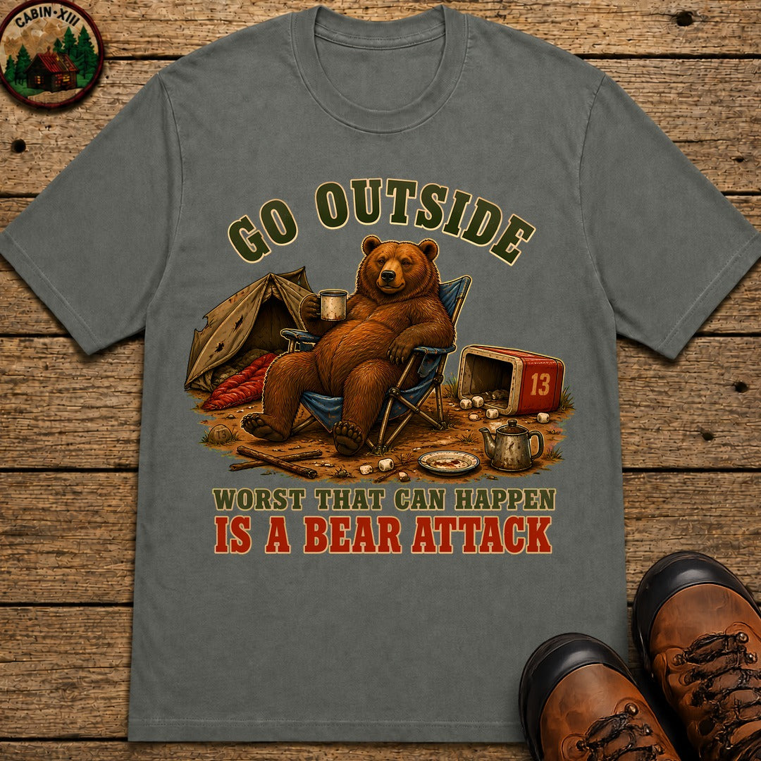 Go Outside Bear Attach T-Shirt - Pepper