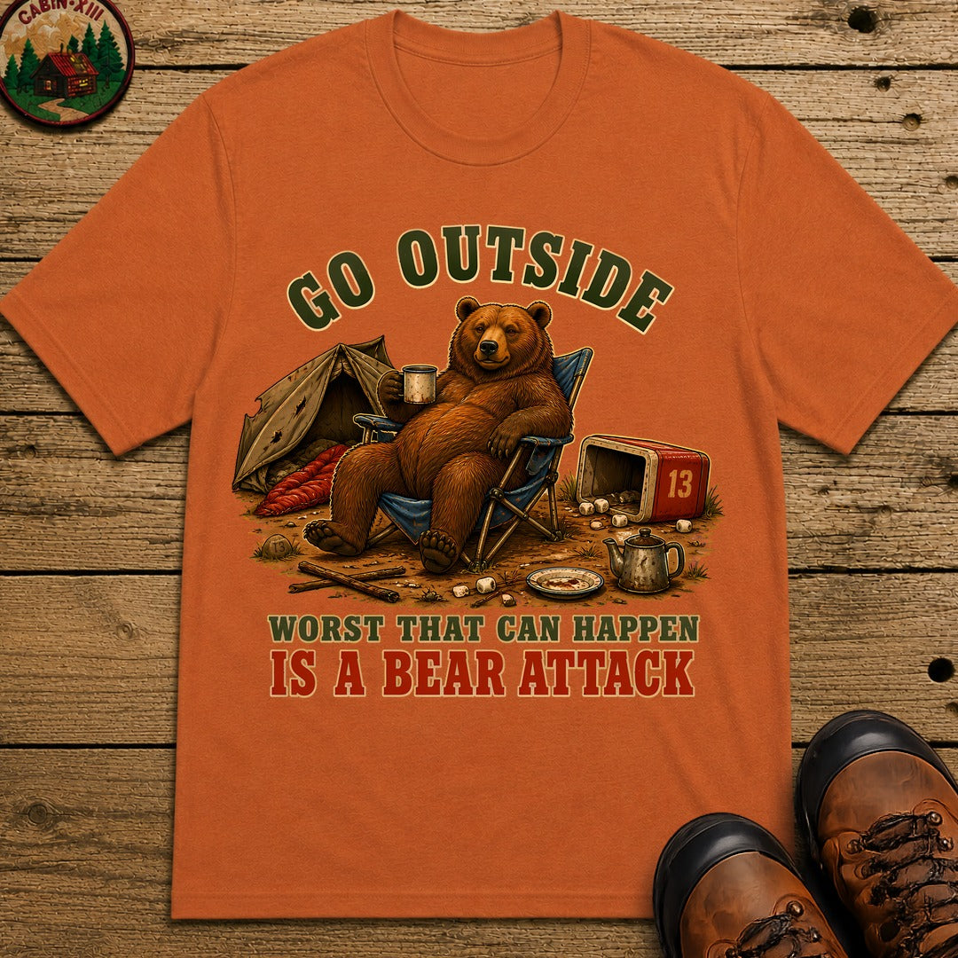 Go Outside Bear Attach T-Shirt - Yam