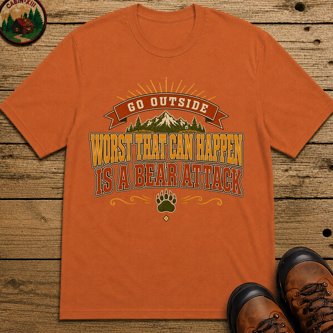 Go Outside Bear Attack (Modern) T Shirt - Yam