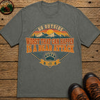 Go Outside Bear Attack (Retro) T Shirt - Pepper