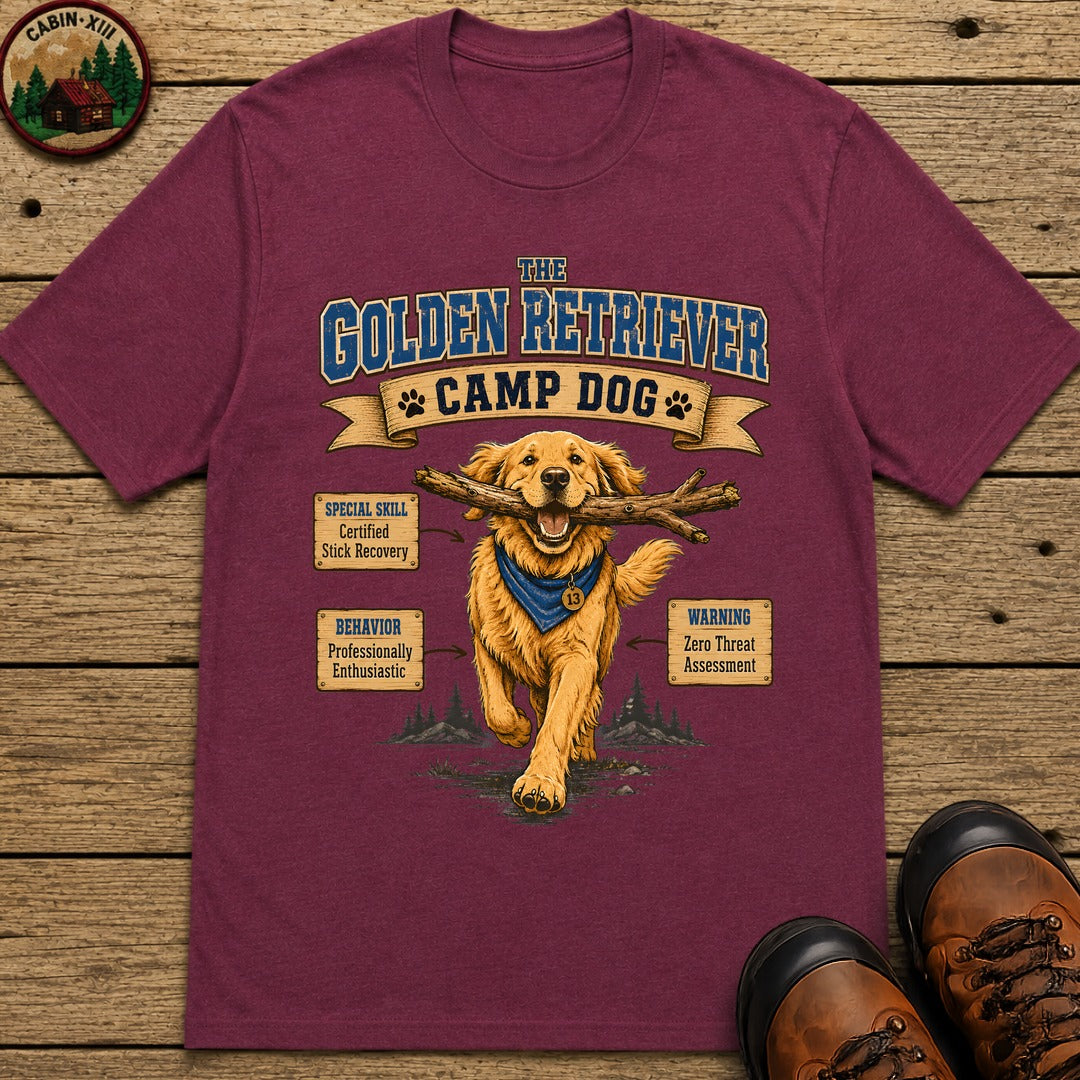 Golden Retriever Camp Dog T-Shirt - Berry