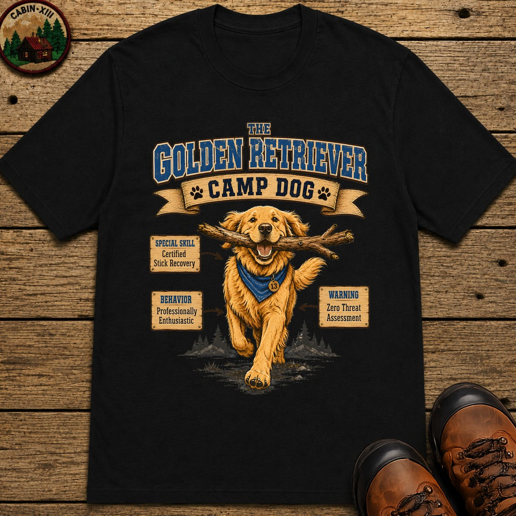 Golden Retriever Camp Dog T-Shirt - Black