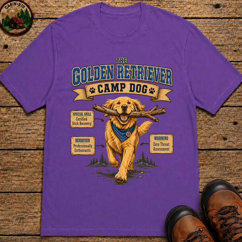 Golden Retriever Camp Dog T-Shirt - Grape