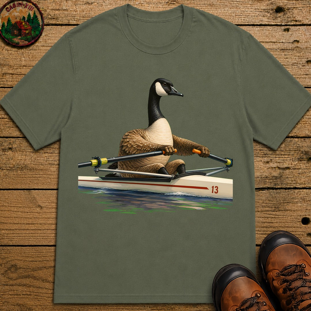 Goose In A Scull T-Shirt - Moss
