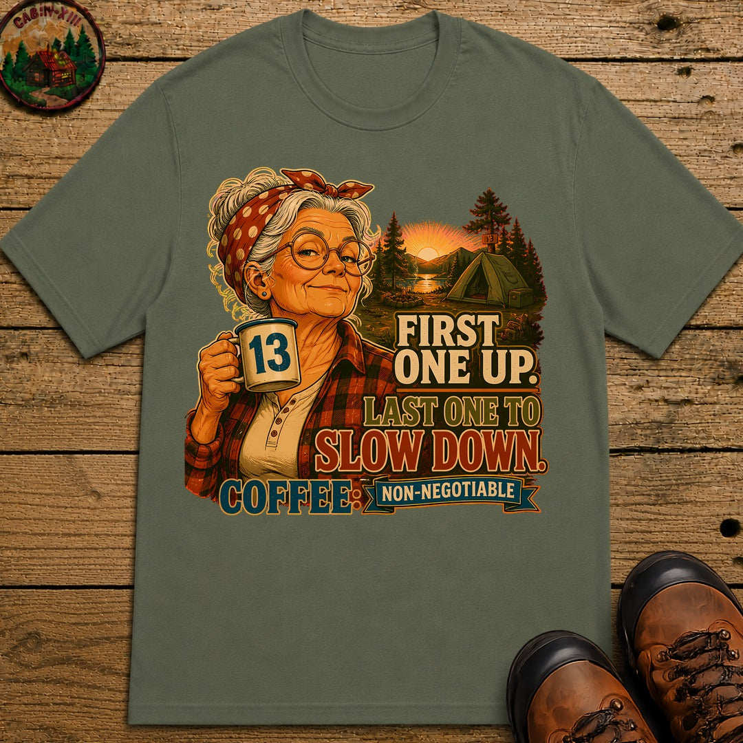 Grandma Coffee Non Negotiable T-Shirt - Moss