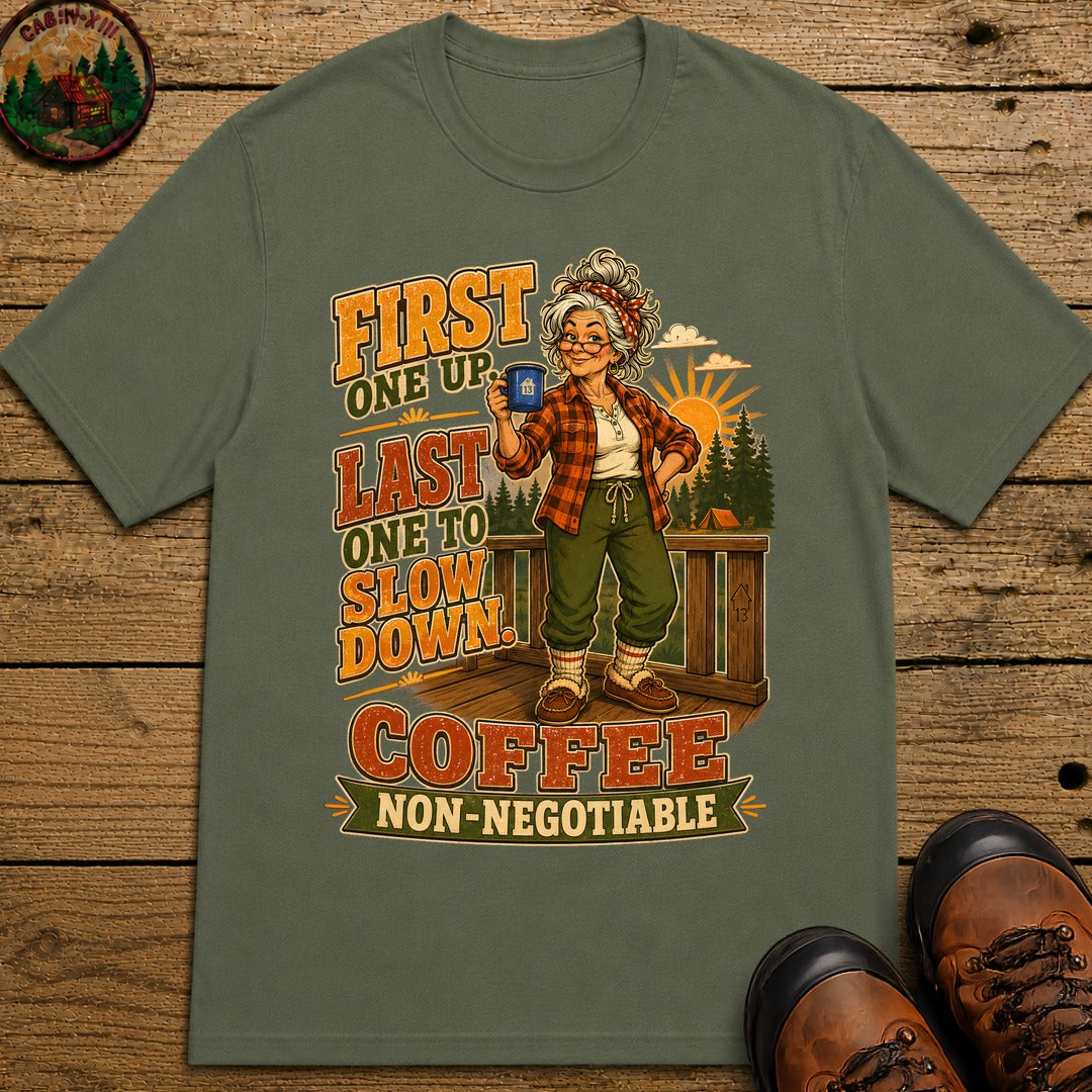 Grandma Coffee Non Negotiable T Shirt - Moss