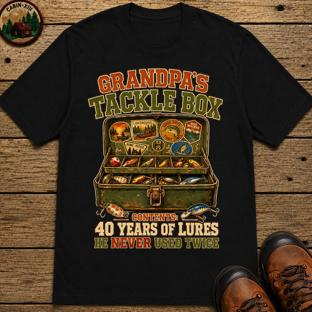 Grandpa'S Tackle Box T Shirt - Black