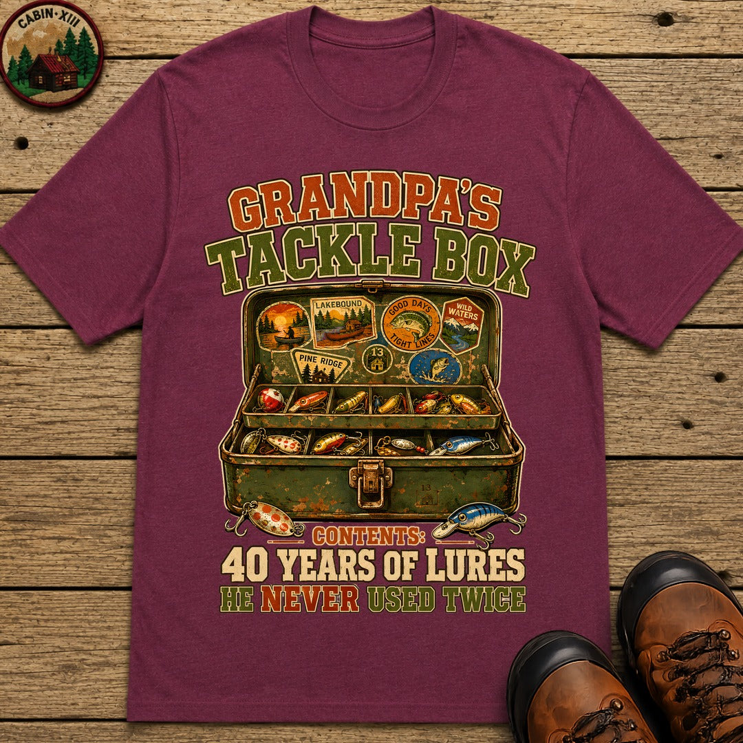 Grandpa's Tackle Box T Shirt - Berry