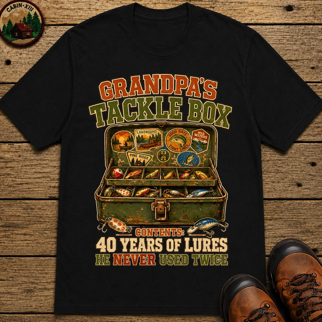 Grandpa's Tackle Box T Shirt - Black