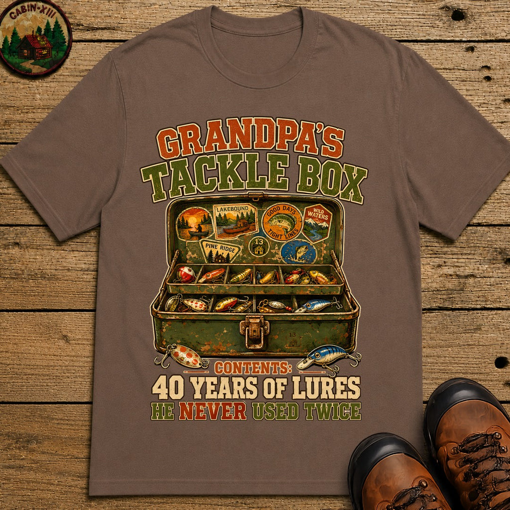Grandpa's Tackle Box T Shirt - Espresso