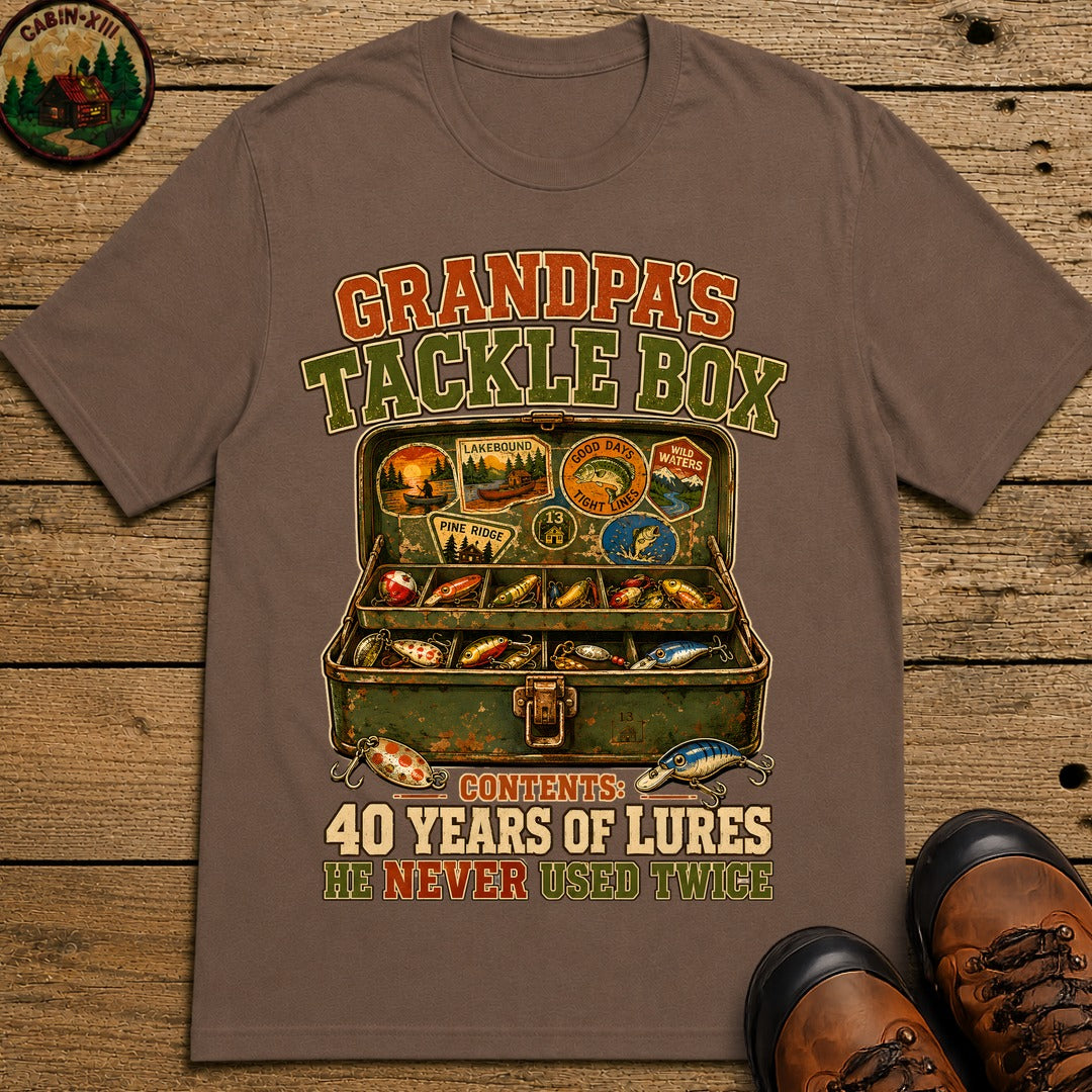 Grandpa's Tackle Box T Shirt - Espresso