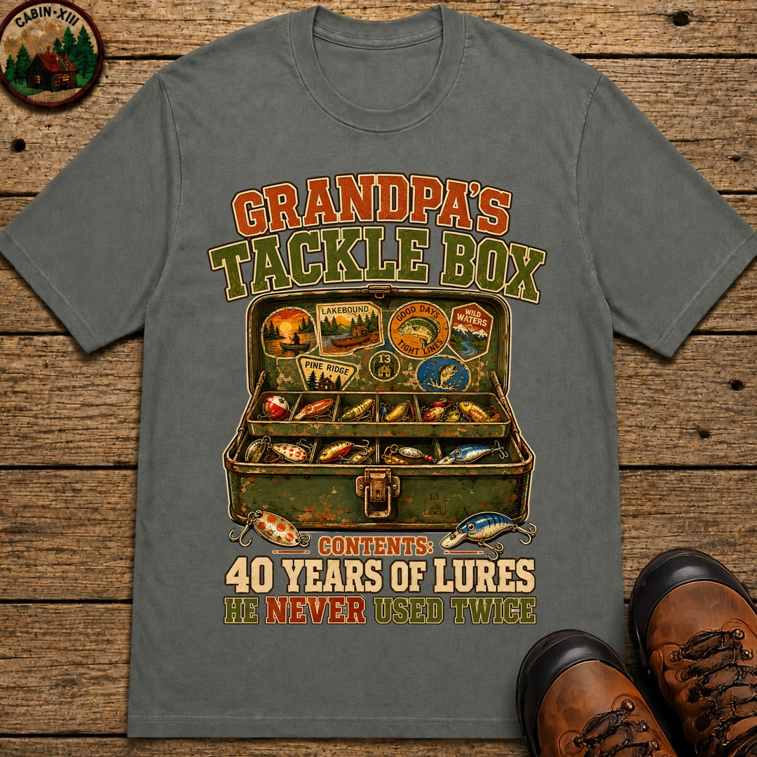 Grandpa's Tackle Box T Shirt - Pepper