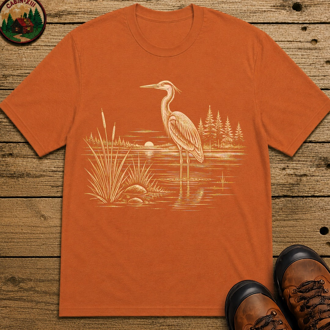 Heron On The Lake T-Shirt - Yam