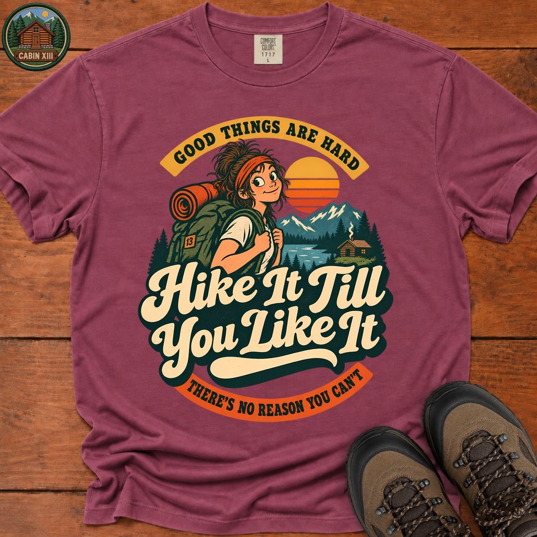 Hike It Till You Like It Badge T-Shirt - Berry