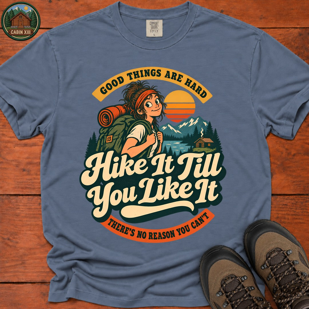 Hike It Till You Like It Badge T-Shirt - Blue Jean
