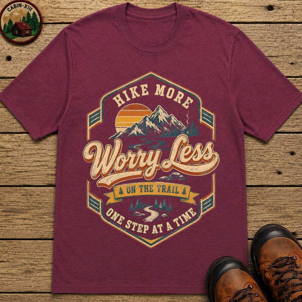 Hike More Worry Less Badge T-Shirt - Berry