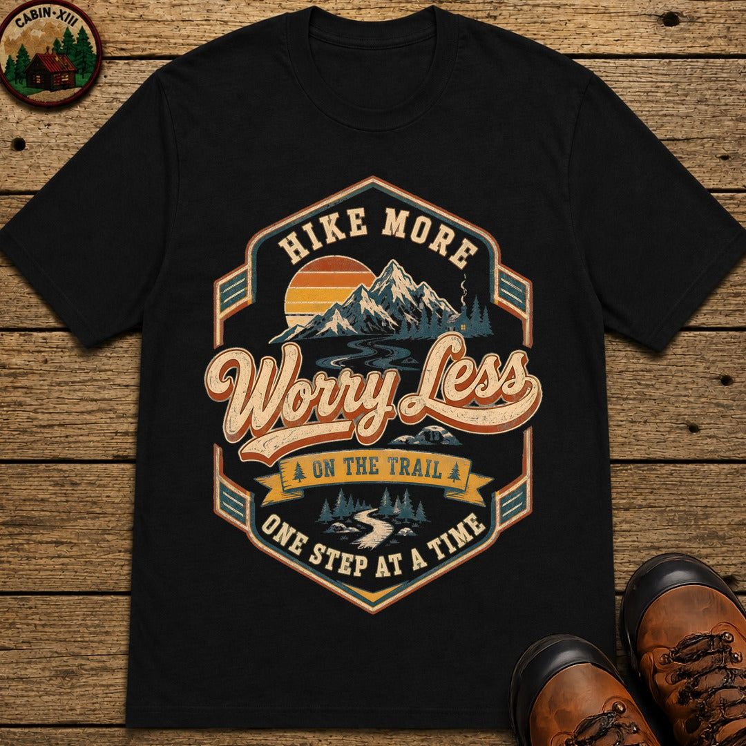 Hike More Worry Less Badge T-Shirt - Black