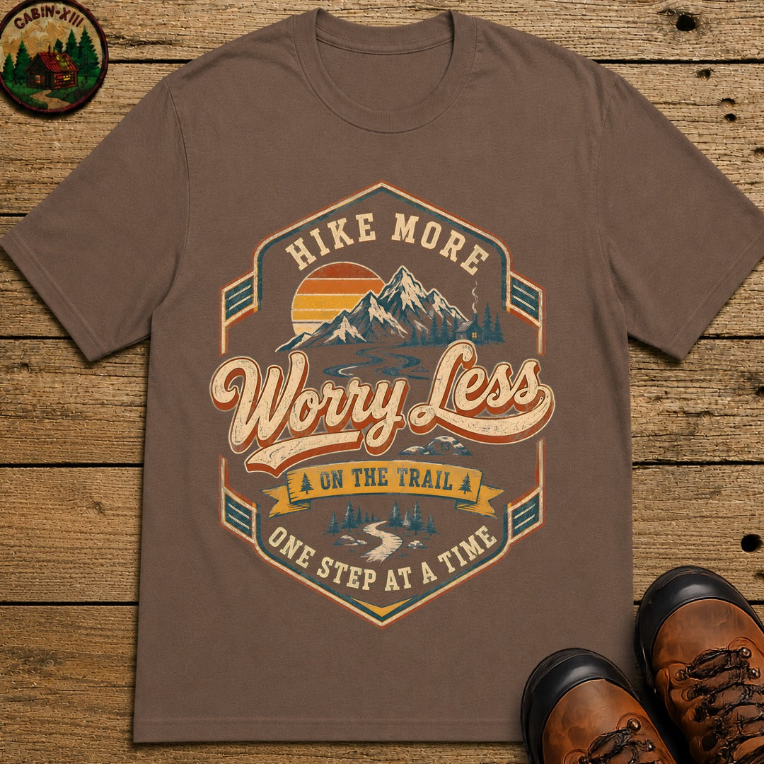 Hike More Worry Less Badge T-Shirt - Espresso