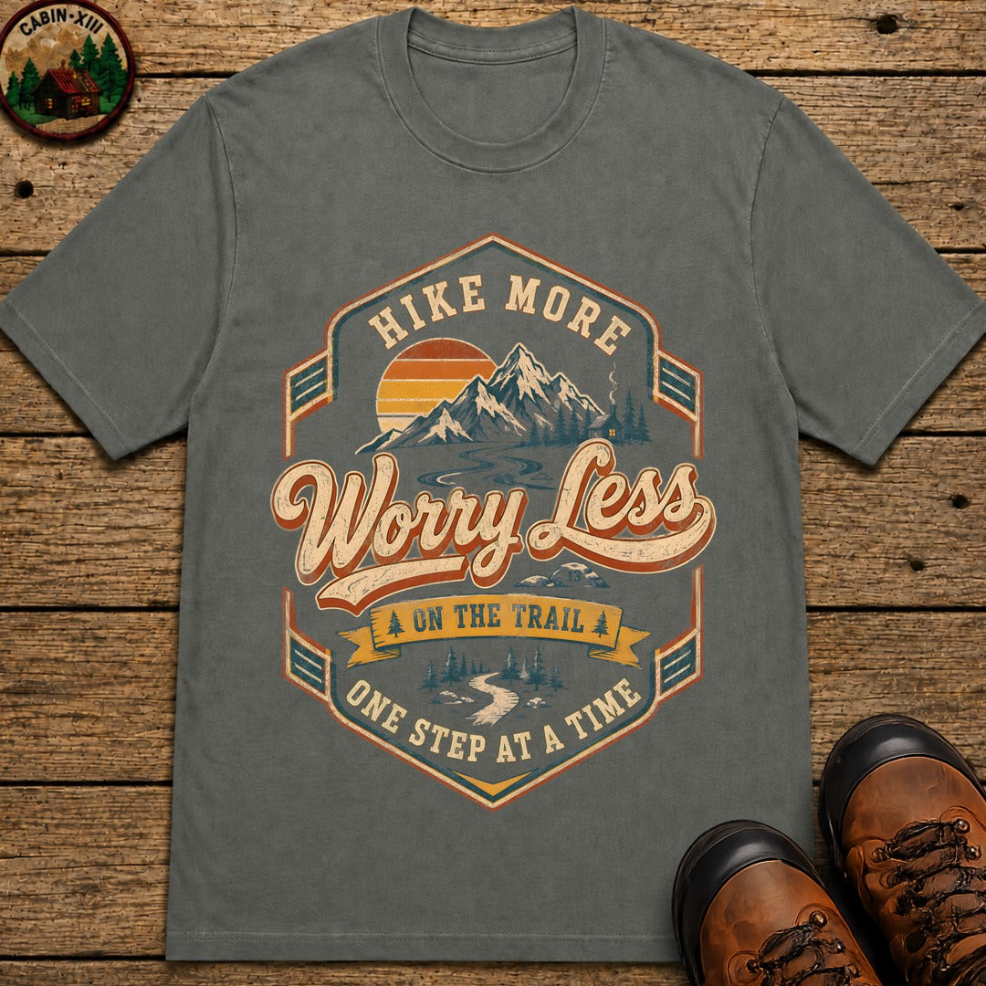 Hike More Worry Less Badge T-Shirt - Pepper