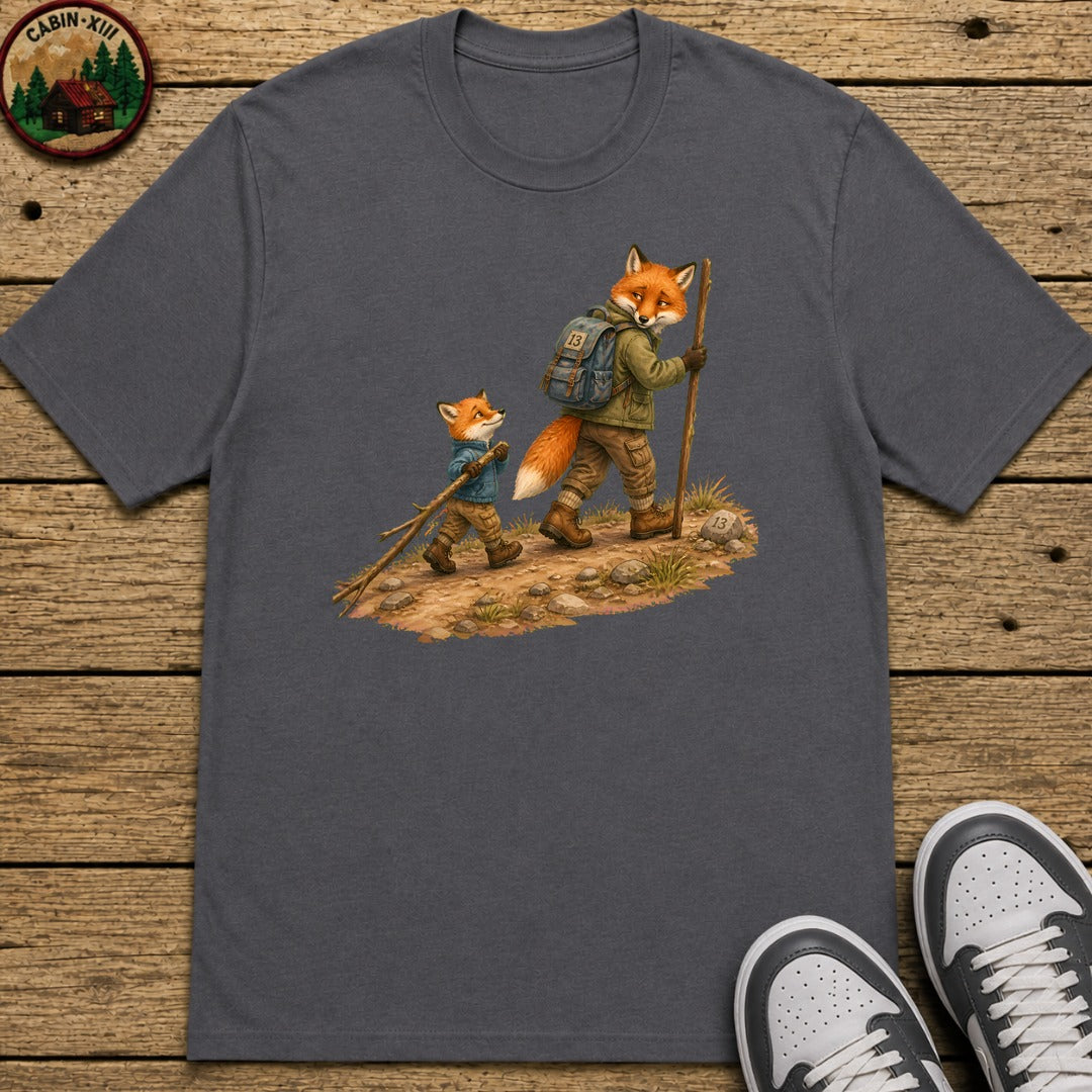 Hiking Foxes Kids T-Shirt - Charcoal