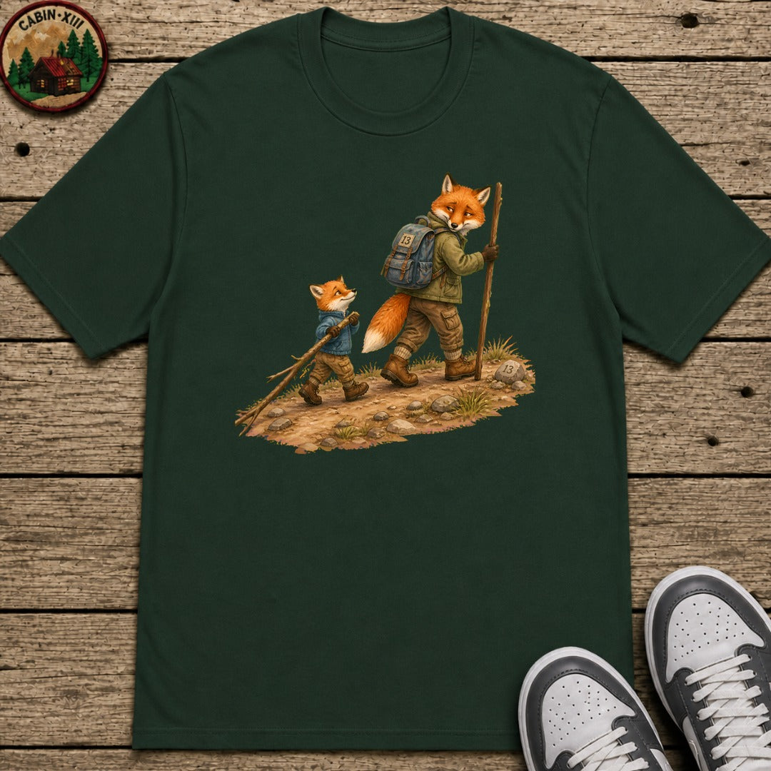 Hiking Foxes Kids T-Shirt - Forest Green