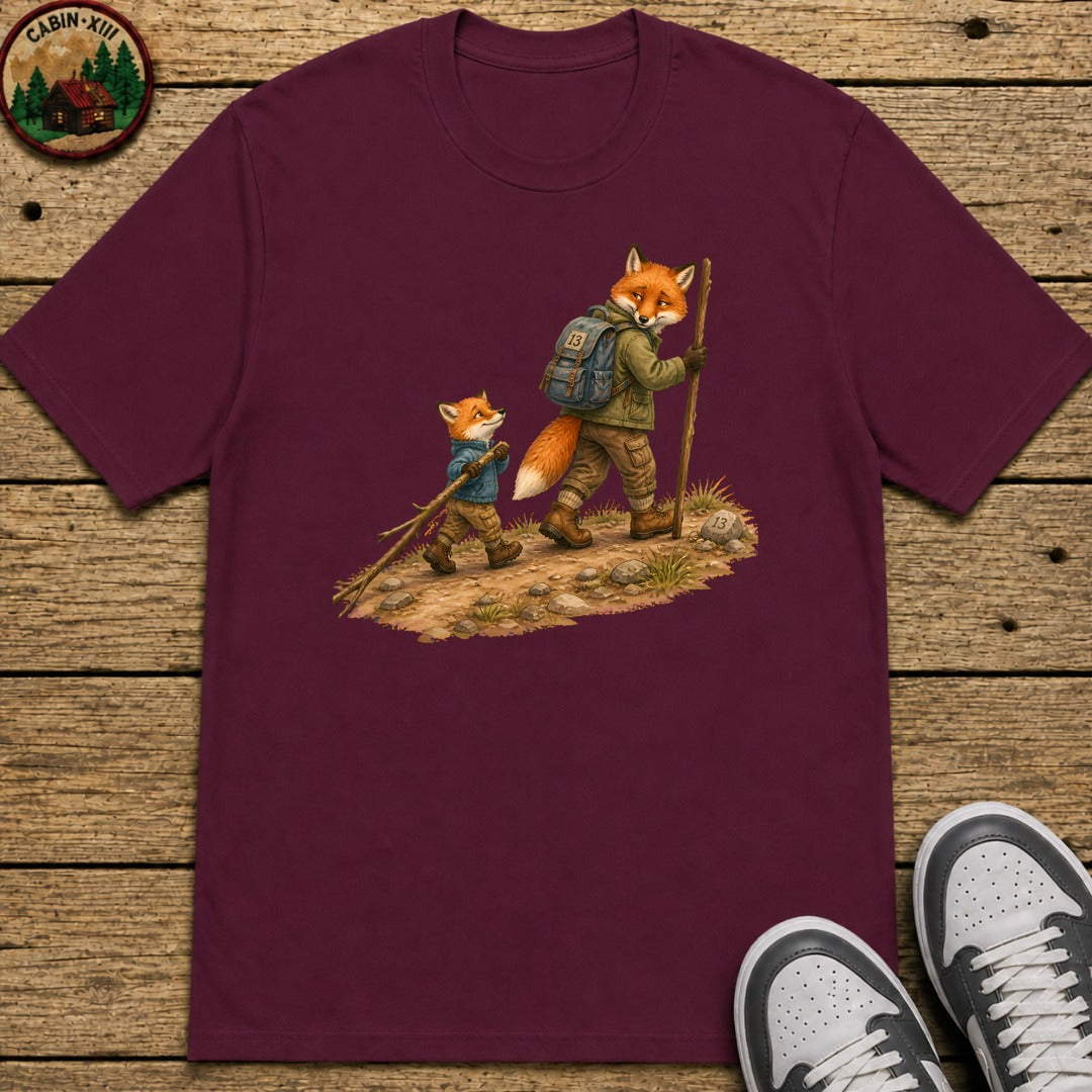 Hiking Foxes Kids T-Shirt - Maroon