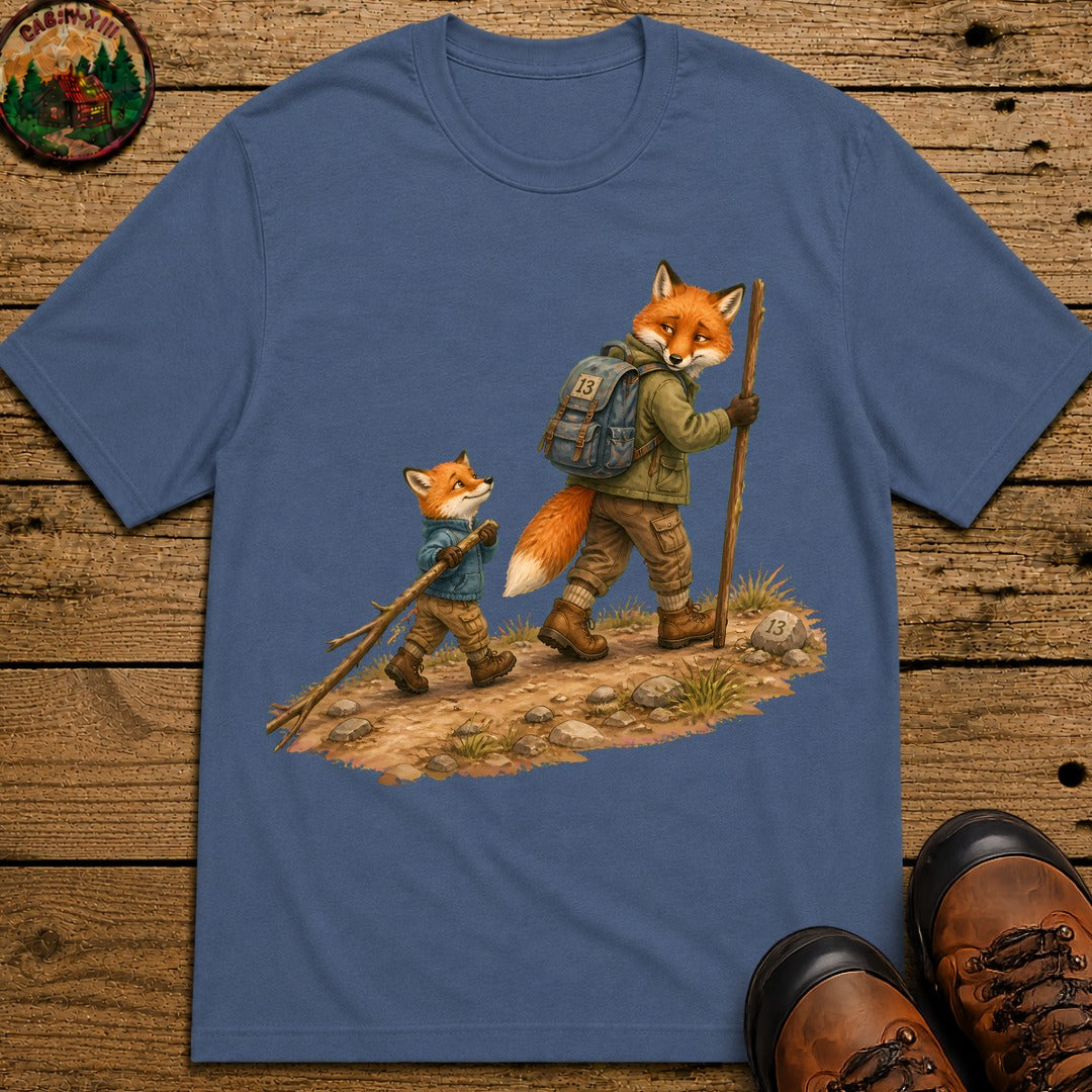 Hiking Foxes T-Shirt - Blue Jean