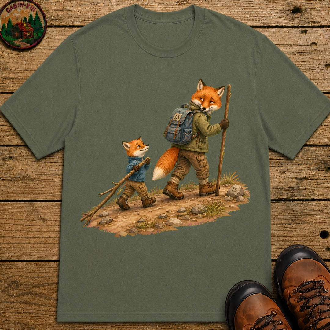 Hiking Foxes T-Shirt - Moss
