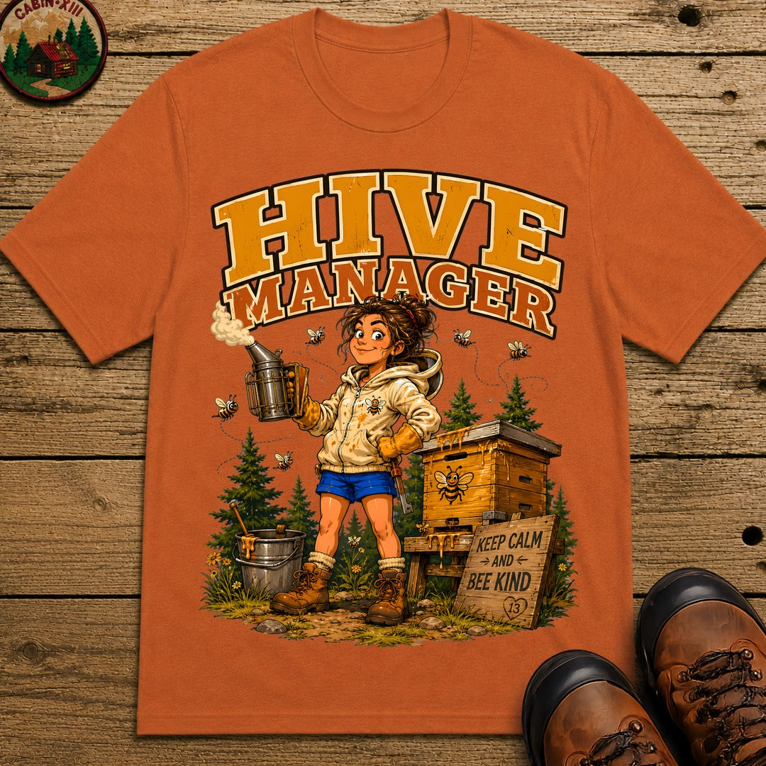 Hive Manager Funny Beekeeping Shirt — Keep Calm and Bee Kind Tee - Yam