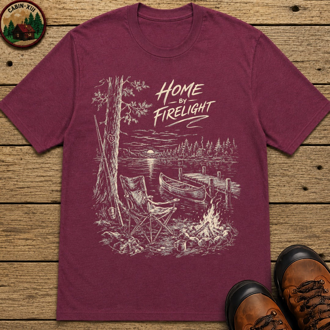 Home By Firelight Sketch T-Shirt - Berry