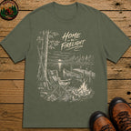 Home By Firelight Sketch T-Shirt - Moss