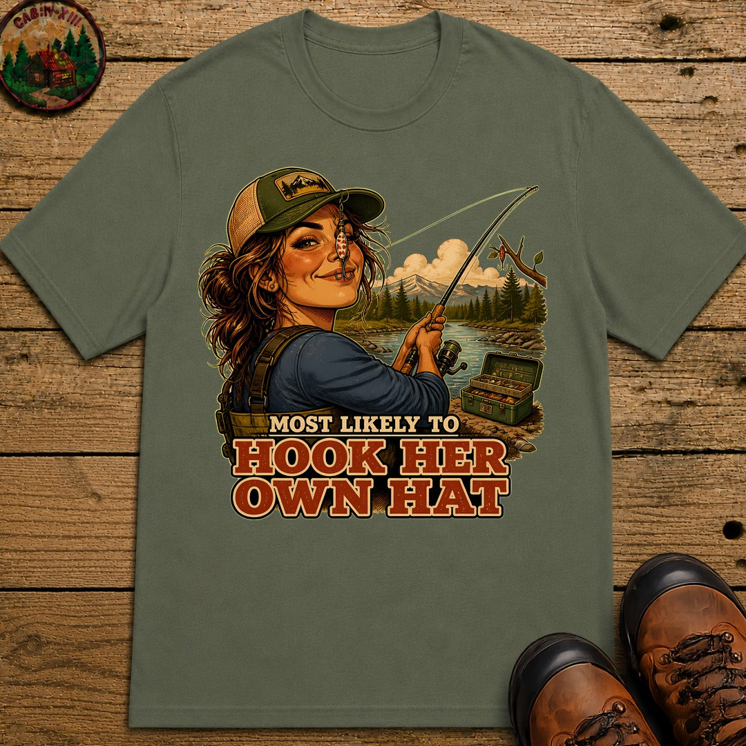 Hook Her Own Hat T-Shirt - Moss