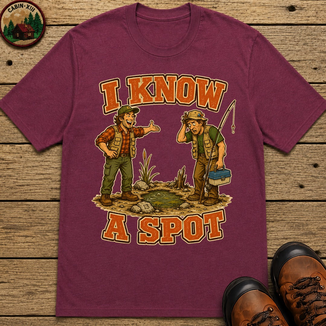 I Know A Spot Fishing T-Shirt - Berry