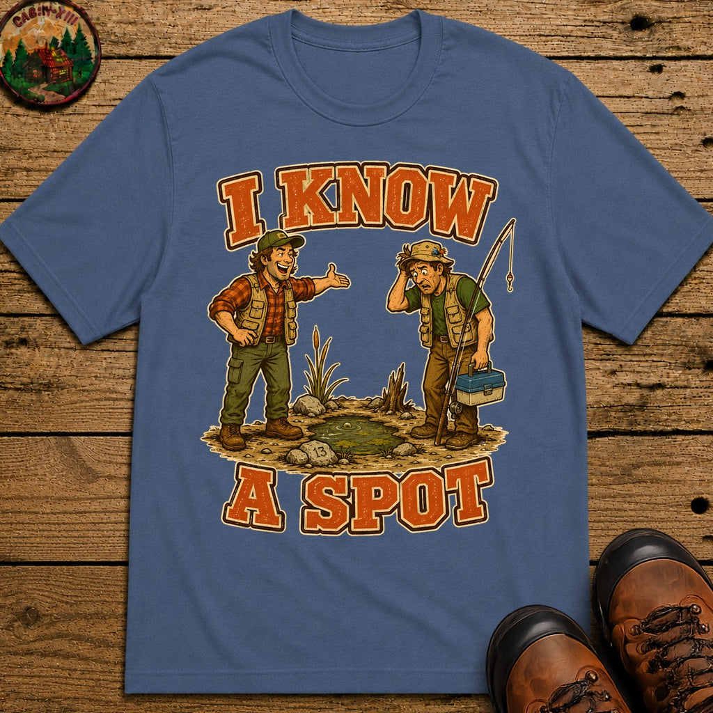 I Know A Spot Fishing T-Shirt - Blue Jean