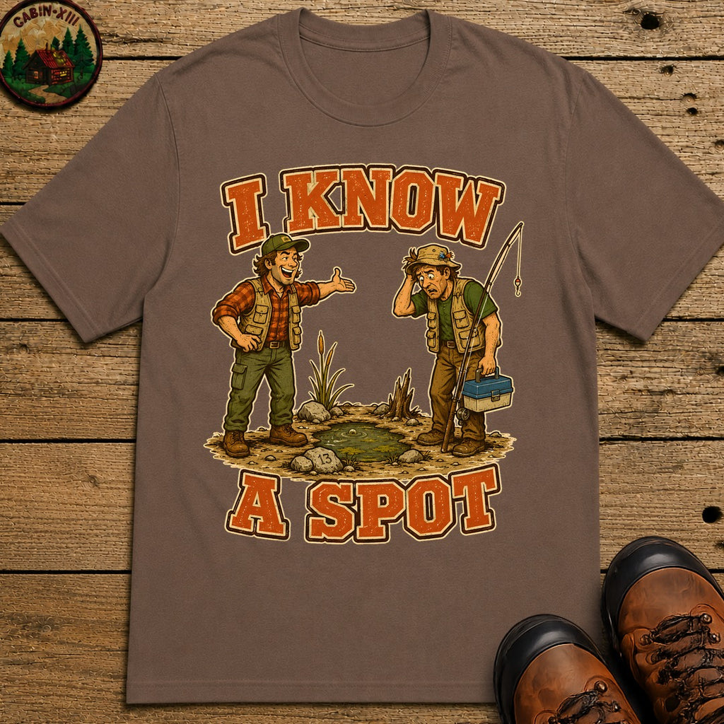 I Know A Spot Fishing T-Shirt - Espresso
