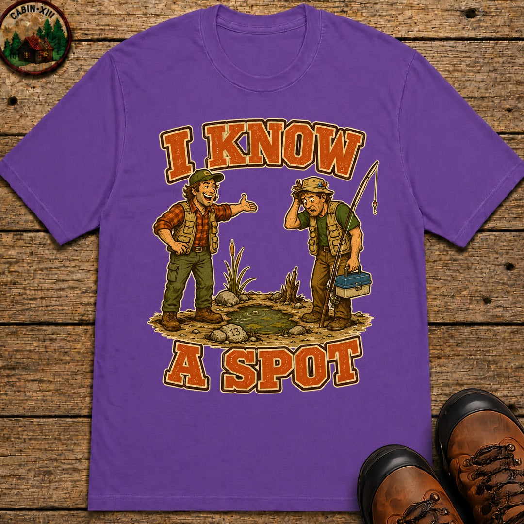 I Know A Spot Fishing T-Shirt - Grape