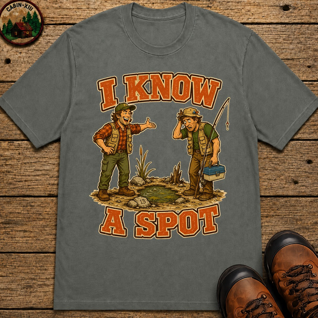 I Know A Spot Fishing T-Shirt - Pepper