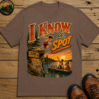 I Know a Spot — Vintage Lake Jumping Summer Camping Tee - Espresso