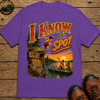 I Know a Spot — Vintage Lake Jumping Summer Camping Tee - Grape